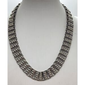 Vintage Wide Collar Necklace Chunky Ribbed Gate Link Chain Heavy Moves